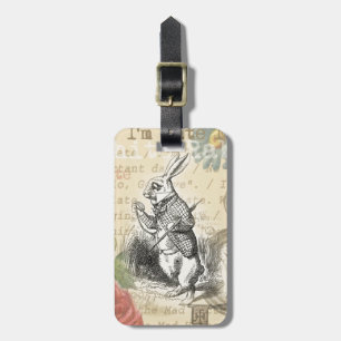 White Rabbit Alice Adventures Wonderland Art Luggage Tag