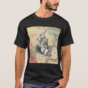 White Rabbit Alice Adventures Wonderland Art T-Shirt