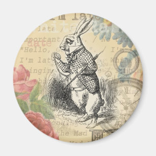 white rabbit alice art wonderland artwork magnet