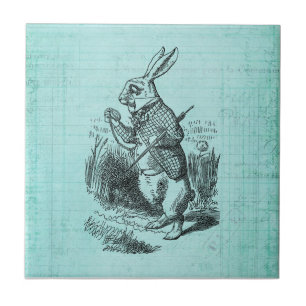 White Rabbit Alice in Wonderland Art Ceramic Tile