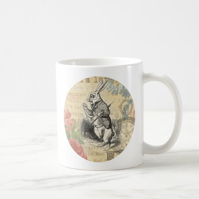 White Rabbit Alice in Wonderland Art Coffee Mug (Right)