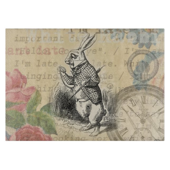 White Rabbit Alice in Wonderland Art Cutting Board (Front)