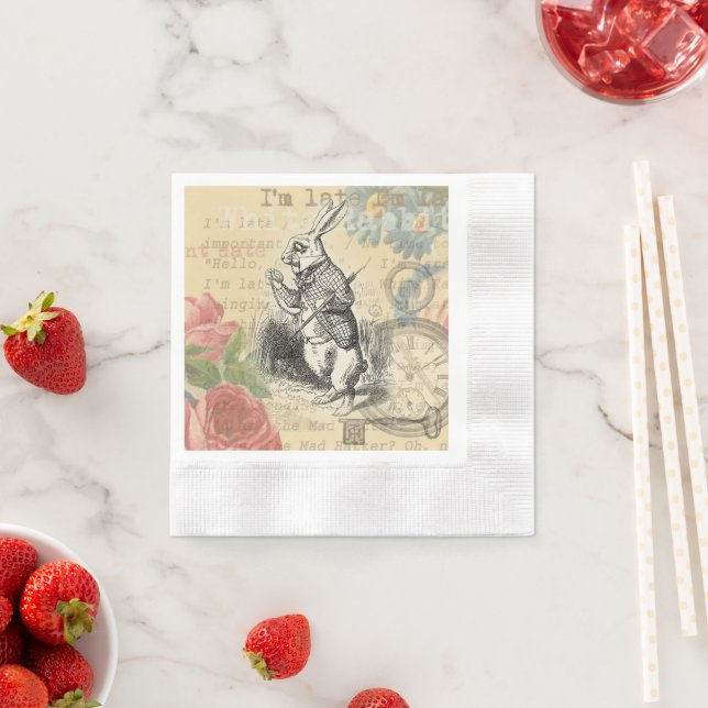 White Rabbit Alice in Wonderland Art Napkin (Insitu)