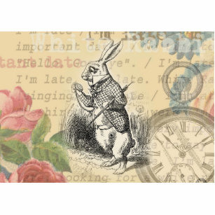 White Rabbit Alice in Wonderland Art Photo Sculpture Magnet