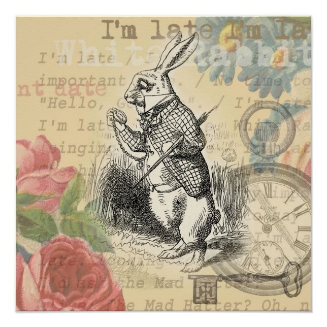 White Rabbit Alice in Wonderland Art Poster (Front)