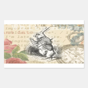 White Rabbit Alice in Wonderland Art Rectangular Sticker