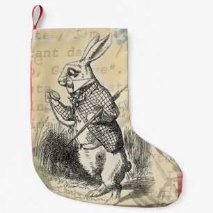 White Rabbit Alice in Wonderland Art Small Christmas Stocking