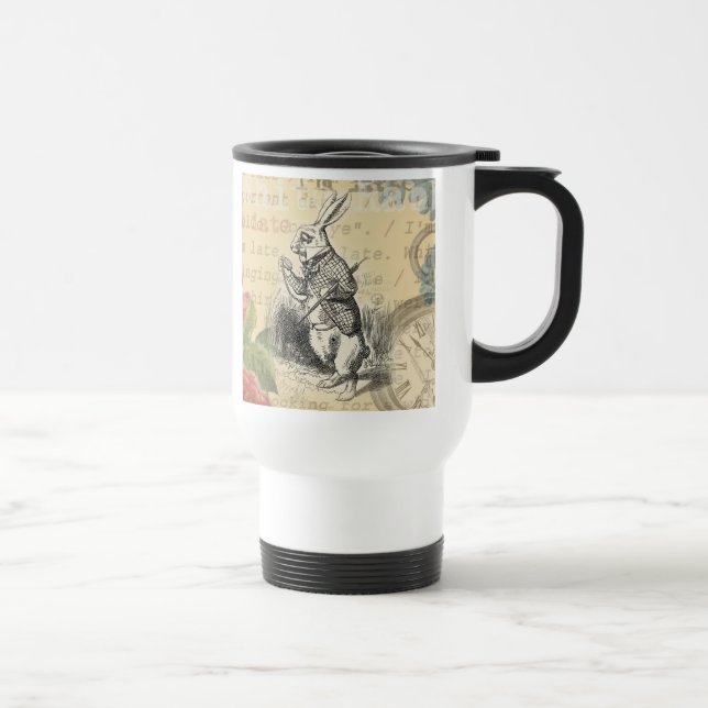 White Rabbit Alice in Wonderland Art Travel Mug (Right)