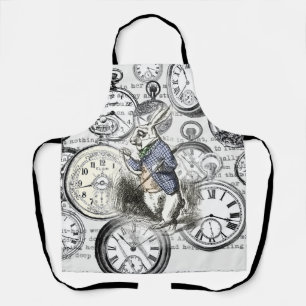 White Rabbit Alice in Wonderland Clocks Apron
