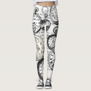 White Rabbit Alice in Wonderland Clocks Leggings