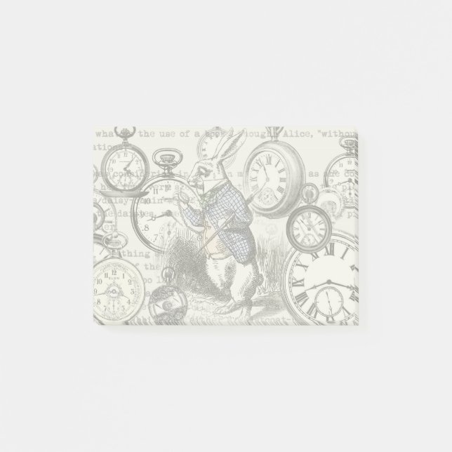 White Rabbit Alice in Wonderland Clocks Post-it Notes (Front)