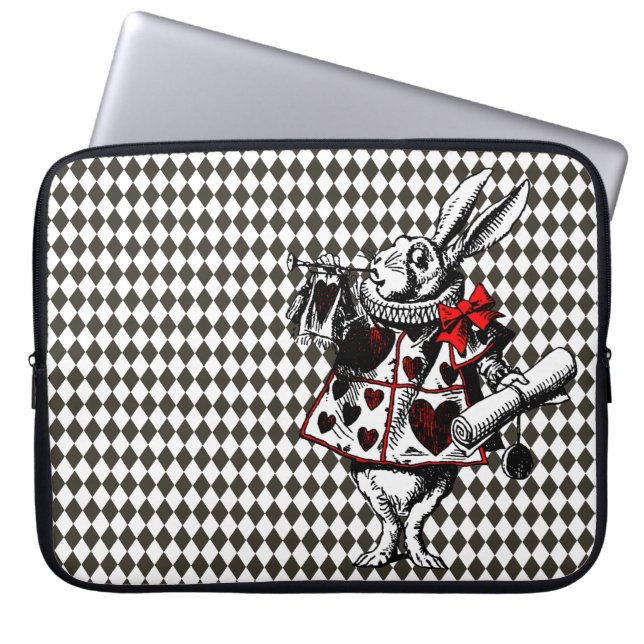 White Rabbit Alice in Wonderland Diamonds Laptop Sleeve (Front)