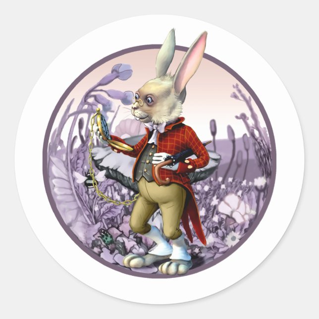 White Rabbit | Alice in Wonderland Easter  Classic Round Sticker (Front)