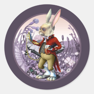 White Rabbit   Alice in Wonderland Easter Classic Round Sticker