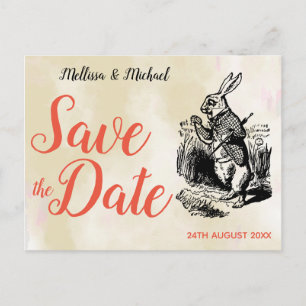 White Rabbit Alice in Wonderland Save the Date Postcard