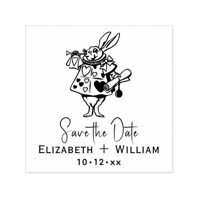 White Rabbit Alice in Wonderland Save the Date Self-inking Stamp (Design)
