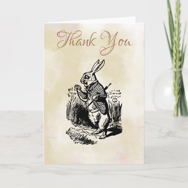 White Rabbit Alice in Wonderland Thank You Card (Front)