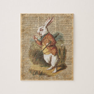 White Rabbit Alice in Wonderland Vintage Art Jigsaw Puzzle