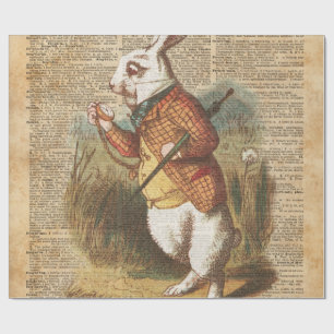 White Rabbit Alice in Wonderland Vintage Art Wrapping Paper
