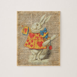 White Rabbit Alice in Wonderland Vintage Artwork Jigsaw Puzzle