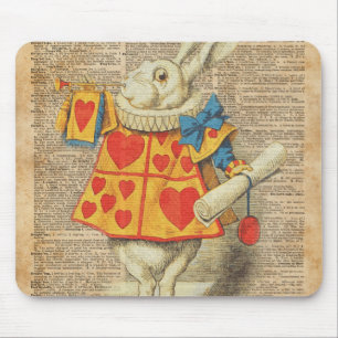 White Rabbit Alice in Wonderland Vintage Artwork Mouse Pad