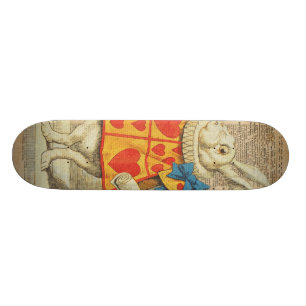 White Rabbit Alice in Wonderland Vintage Artwork Skateboard