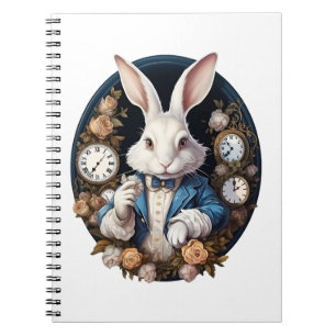 White Rabbit Alice in Wonderland Watches and roses Notebook