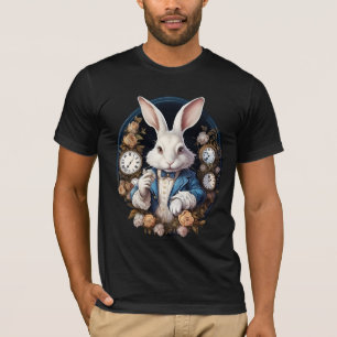 White Rabbit Alice in Wonderland Watches and roses T-Shirt