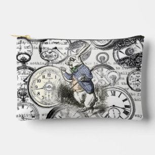 White Rabbit Alice Wonderland Clocks Art Accessory Pouch