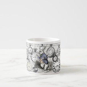 White Rabbit Alice Wonderland Clocks Art Espresso Cup
