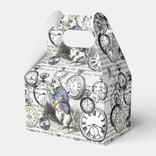 White Rabbit Alice Wonderland Clocks Art Favour Box