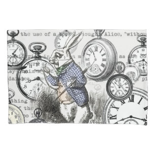 White Rabbit Alice Wonderland Clocks Art Pillowcase