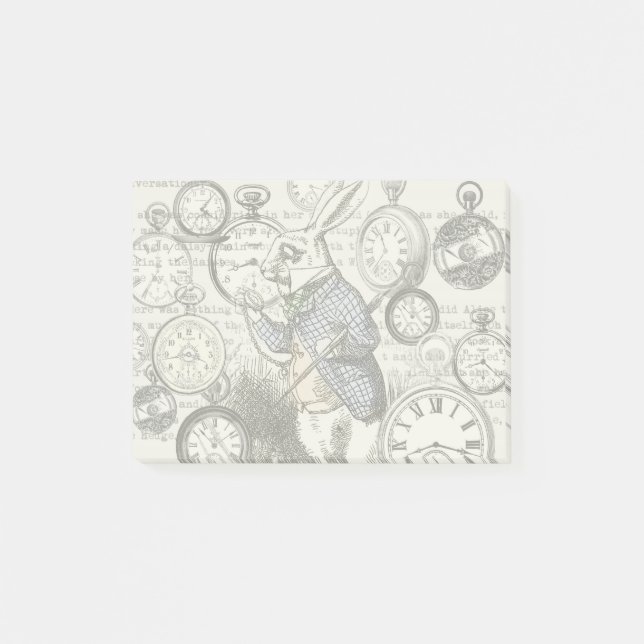 White Rabbit Alice Wonderland Clocks Art Post-it Notes (Front)