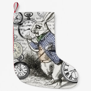 White Rabbit Alice Wonderland Clocks Art Small Christmas Stocking