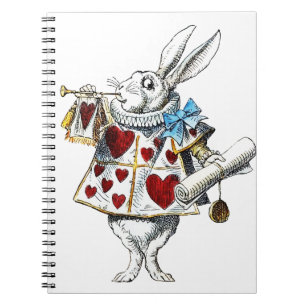 White Rabbit Alice Wonderland Hearts Notebook