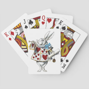 White Rabbit Alice Wonderland Hearts Playing Cards