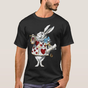 White Rabbit Alice Wonderland Hearts T-Shirt