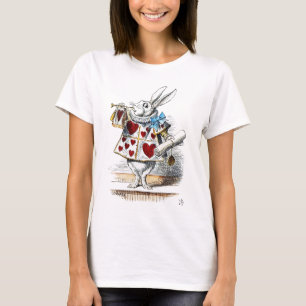 White Rabbit Alice Wonderland Hearts Tote T-Shirt