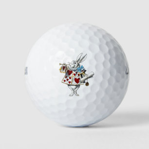 White Rabbit Alice Wonderland Rabbit of Hearts Golf Balls