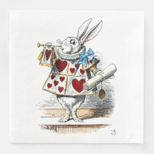 White Rabbit Alice Wonderland Rabbit of Hearts Napkin