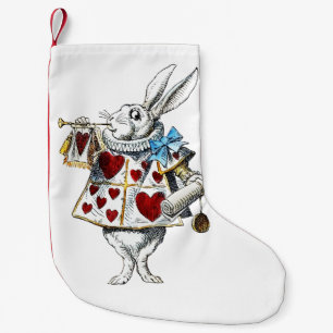 White Rabbit Alice Wonderland Rabbit of Hearts Small Christmas Stocking