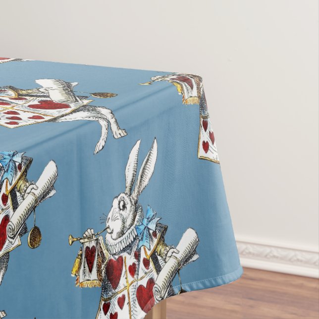 White Rabbit Alice Wonderland Rabbit of Hearts Tablecloth (In Situ)