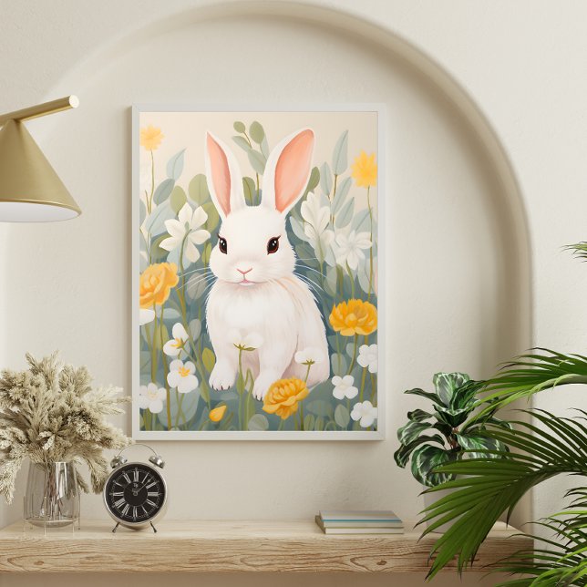 White Rabbit Among Spring Flowers Poster (Creator Uploaded)