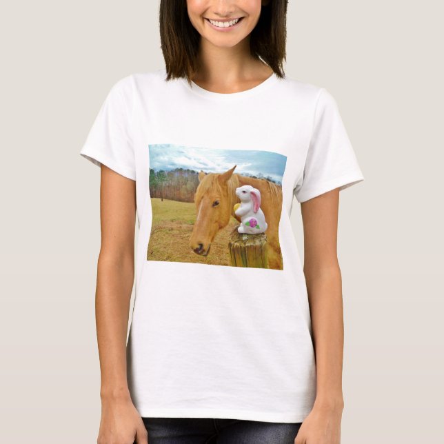 White rabbit and blonde yellow horse T-Shirt (Front)