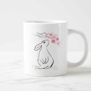 White Rabbit and Sakura Blossom   Large Coffee Mug