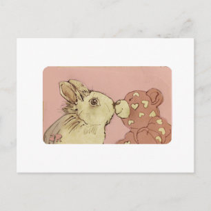 White Rabbit and Valentine Bear Postcard
