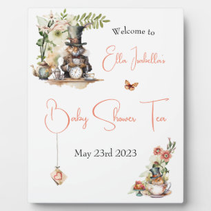 White Rabbit and Victorian Teacup Mouse Plaque