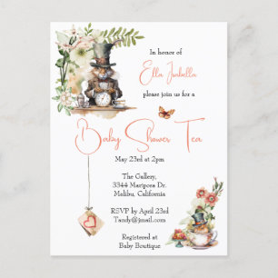 White Rabbit and Victorian Teacup Mouse Postcard