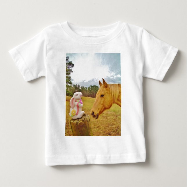 White Rabbit and Yellow Horse Baby T-Shirt (Front)