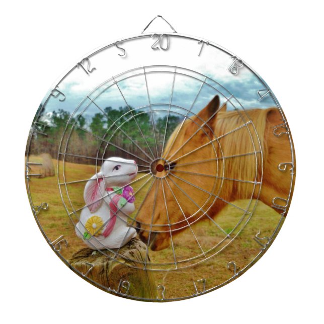 White Rabbit and Yellow Horse Dartboard (Front)